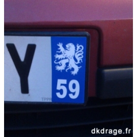 Sticker plaque 59 - Lion Flandres - Auto / Moto