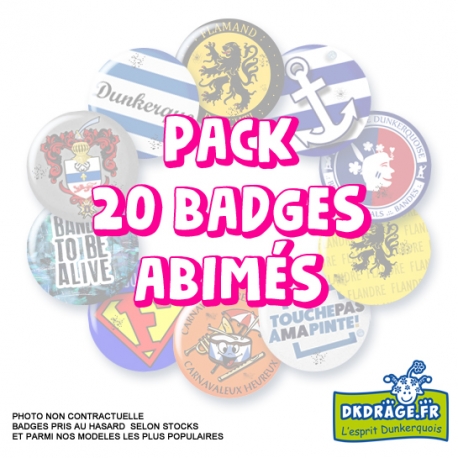 Pack de 20 Badges abimés 38mm