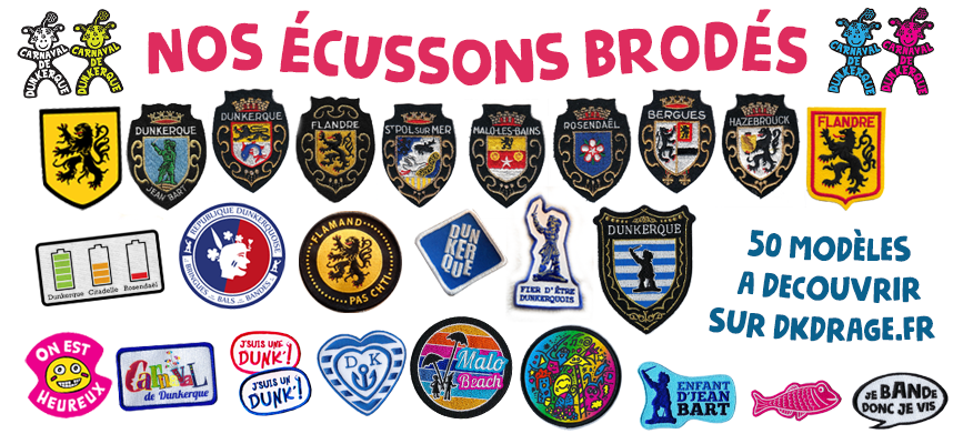 Badges made in DK / Ecussons / Autocollants / Stickers / T-shirts / Coques  - 100% Carnaval de Dunkerque 
